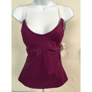 Marika Swimsuit Top Women Size M Burgundy Tankini Removable Pads Racerback New